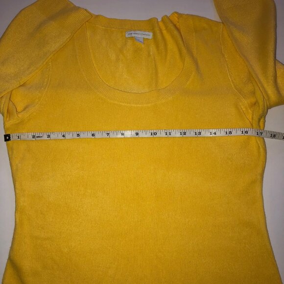 NEW YORK & CO.- WOMENS 3/4 SLEEVE CREW NECK YELLOW SWEATER SIZE MEDIUM - Picture 5 of 6